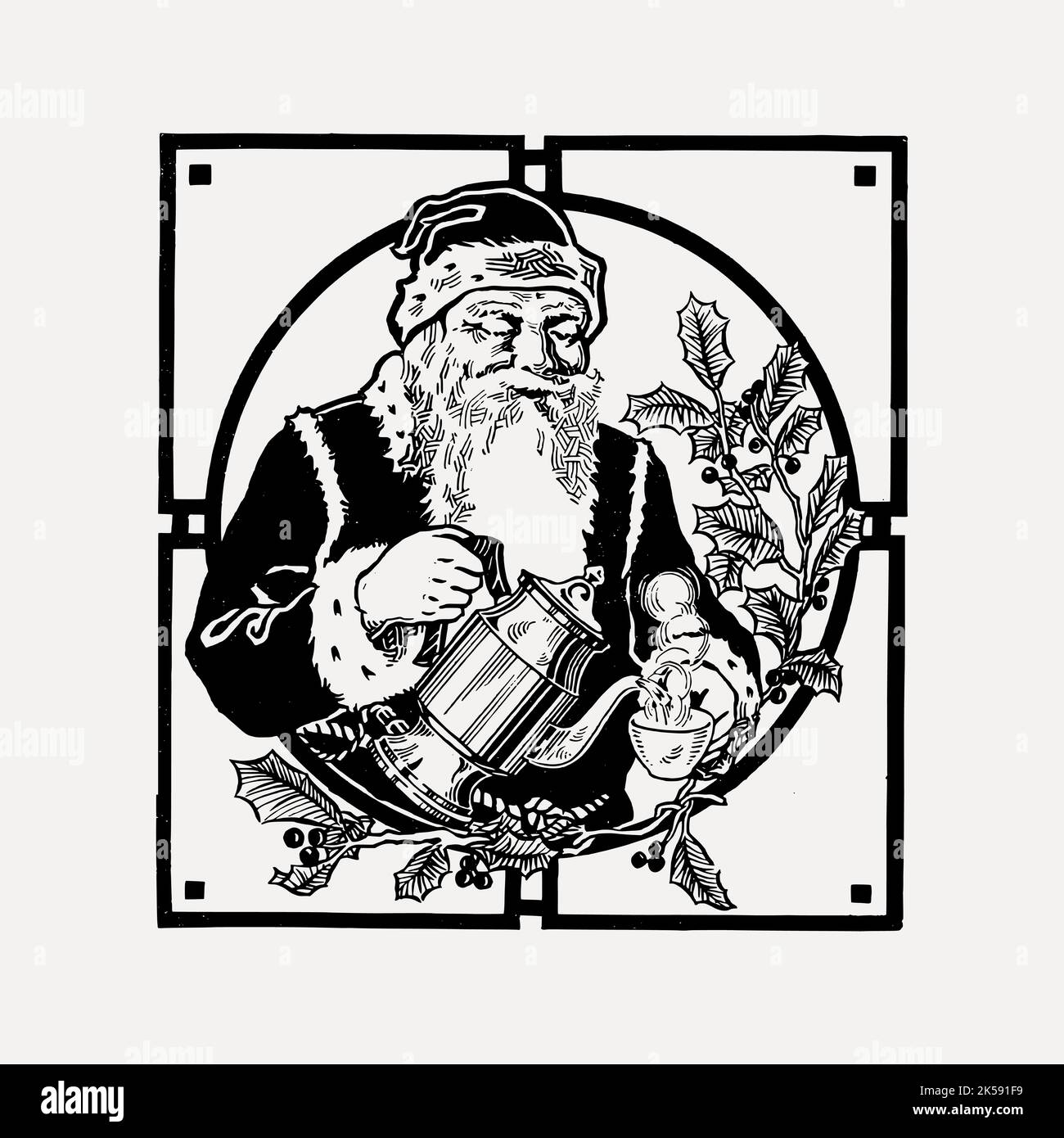 Santa Claus clipart, vintage Christmas illustration vector Stock Vector