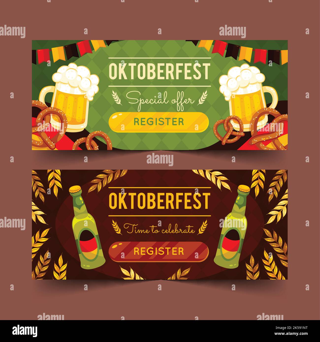 detailed oktoberfest horizontal banners set vector design illustration ...
