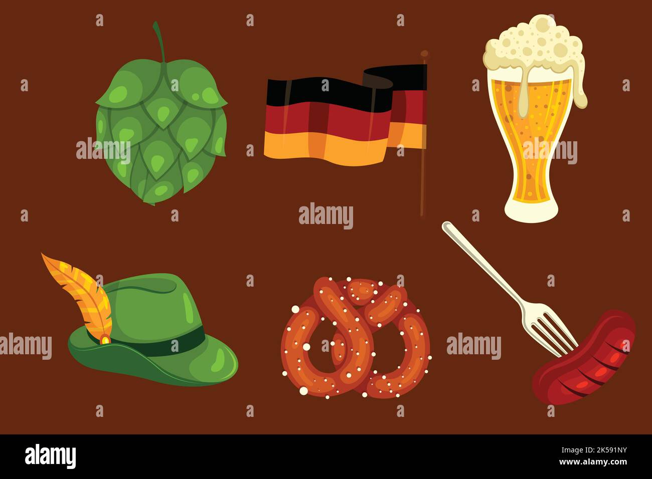 flat elements collection oktoberfest vector design illustration Stock ...