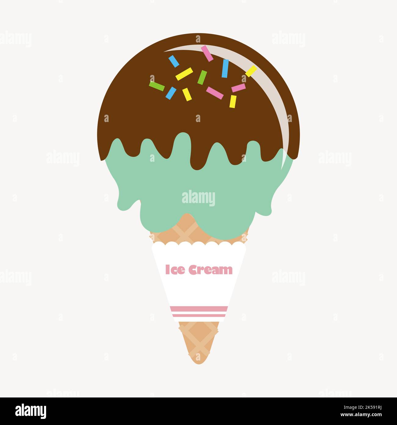 Mint chocolate chip icecream clipart, cute dessert illustration vector Stock Vector Image & Art