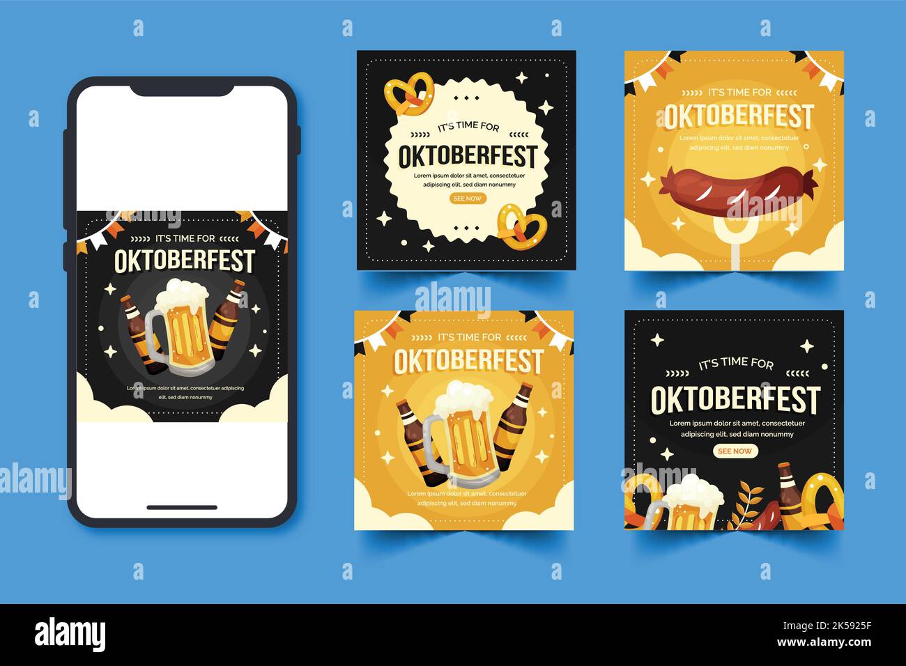flat oktoberfest banner collection vector design illustration Stock ...