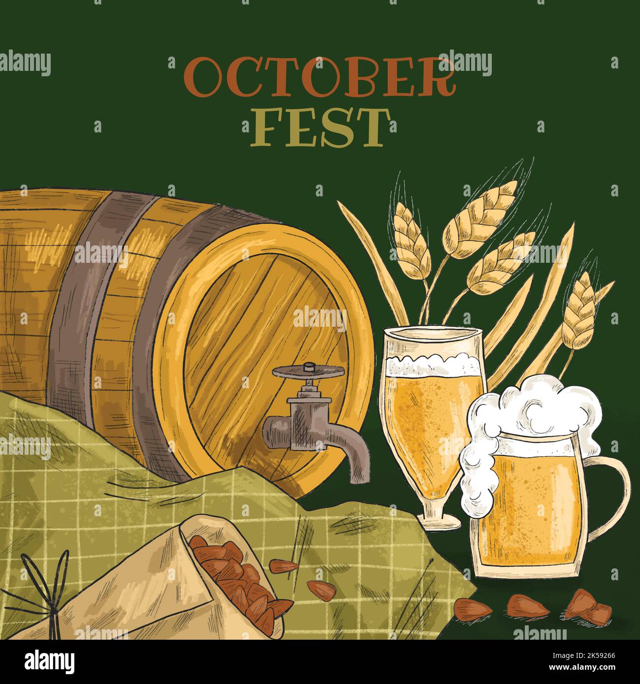 hand drawn oktoberfest vector design illustration Stock Vector Image ...