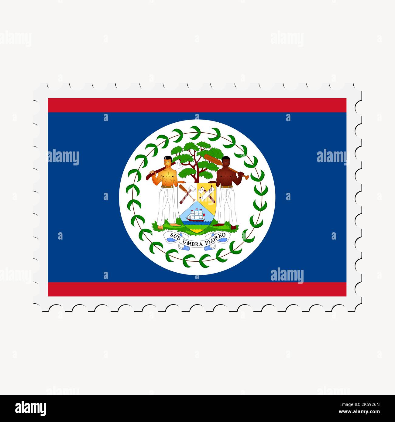 Belize flag clipart, postage stamp vector. Stock Vector
