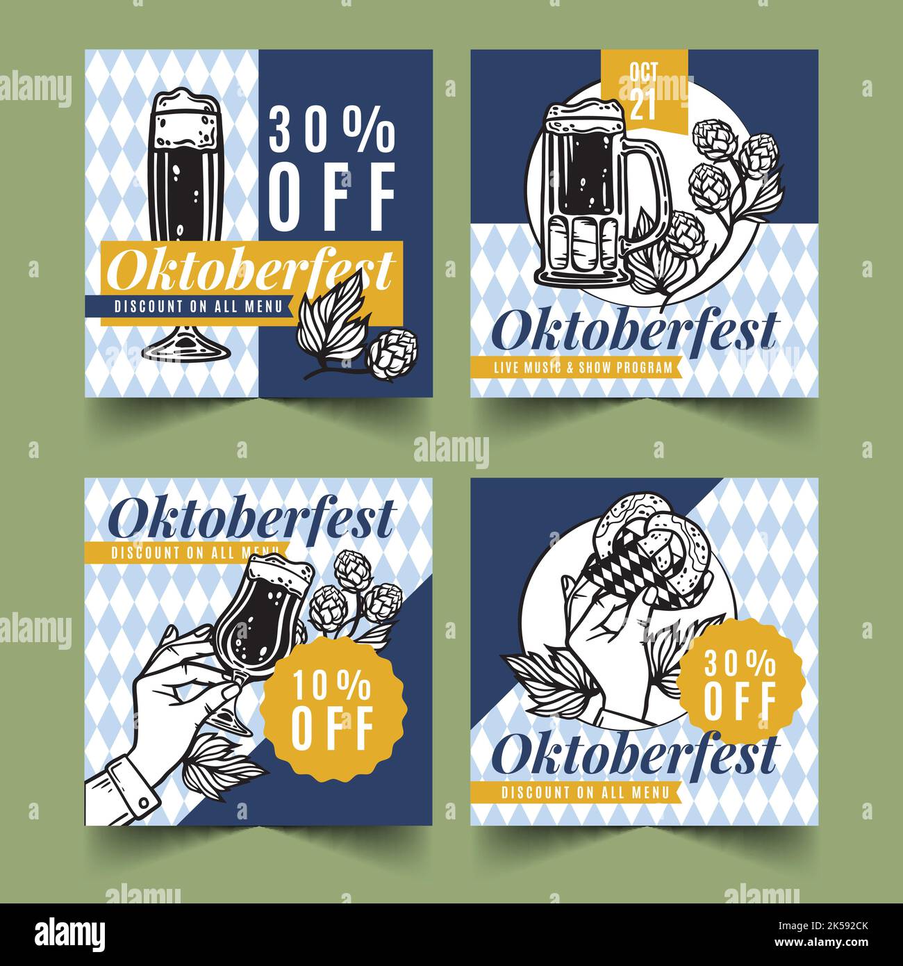 hand drawn oktoberfest banner collection vector design illustration ...