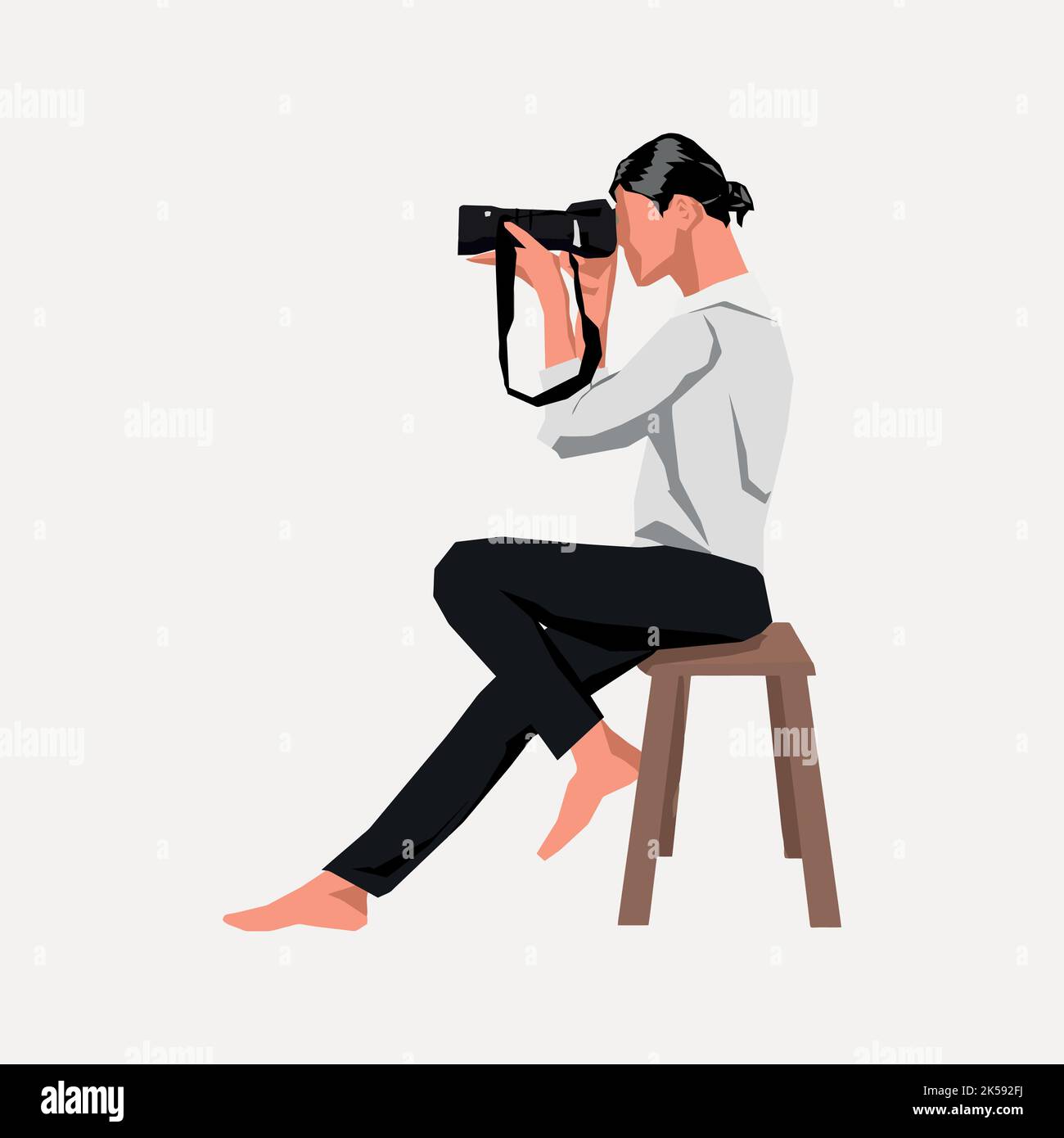 Woman taking photo clipart, hobby illustration vector Stock Vector ...