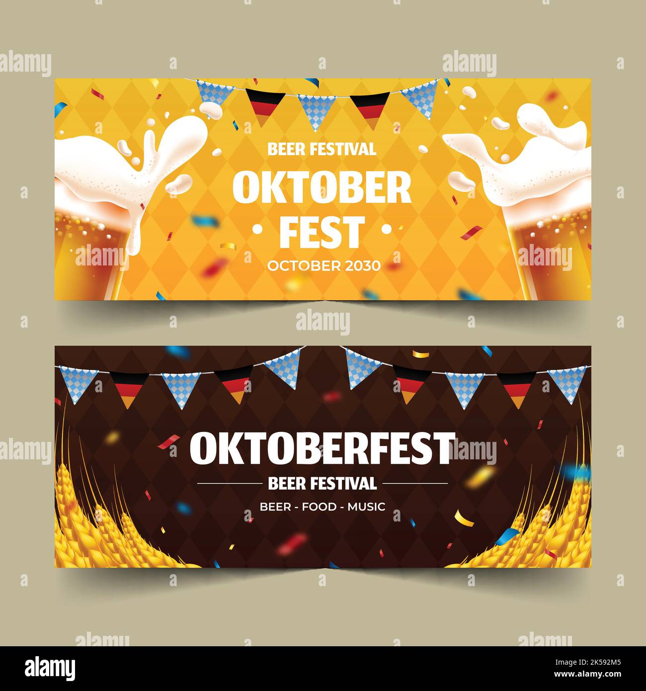 realistic oktoberfest banners set vector design illustration Stock ...