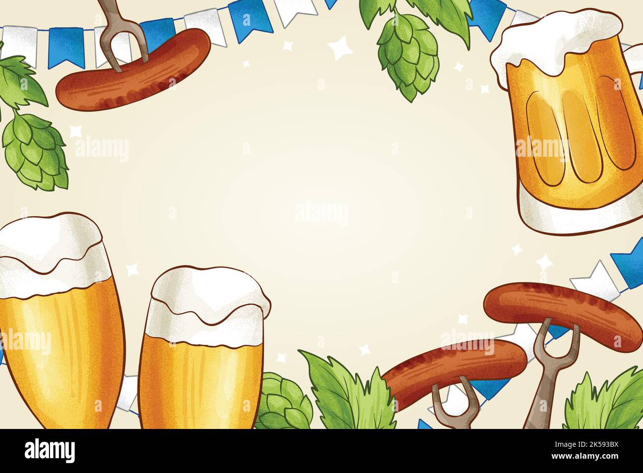 hand drawn oktoberfest background vector design illustration Stock ...