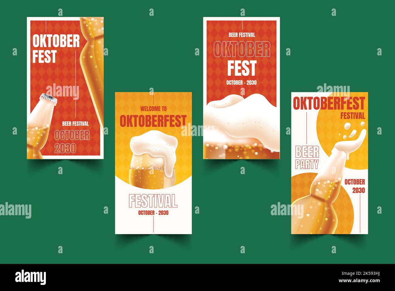 realistic oktoberfest banner collection vector design illustration ...