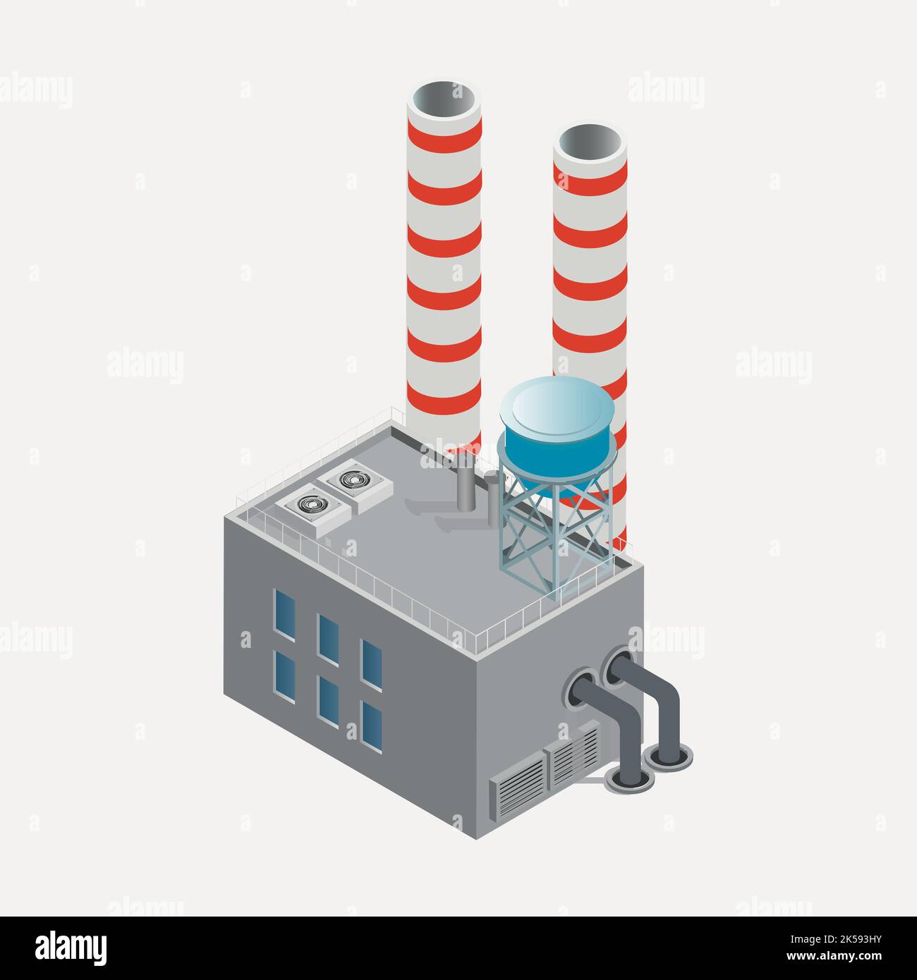 Factory building clipart, 3D architecture model illustration vector