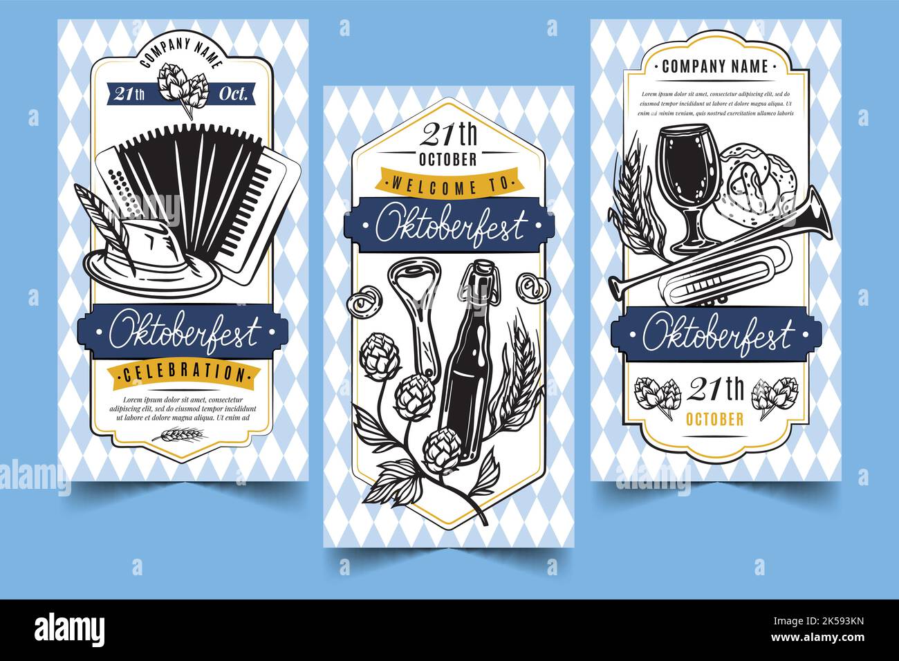 hand drawn oktoberfest banner collection vector design illustration ...