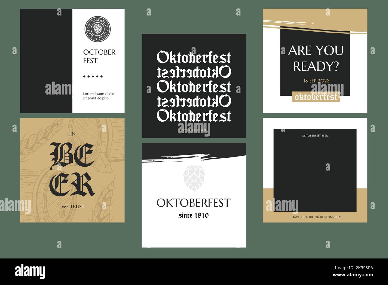 hand drawn oktoberfest banner collection vector design illustration ...