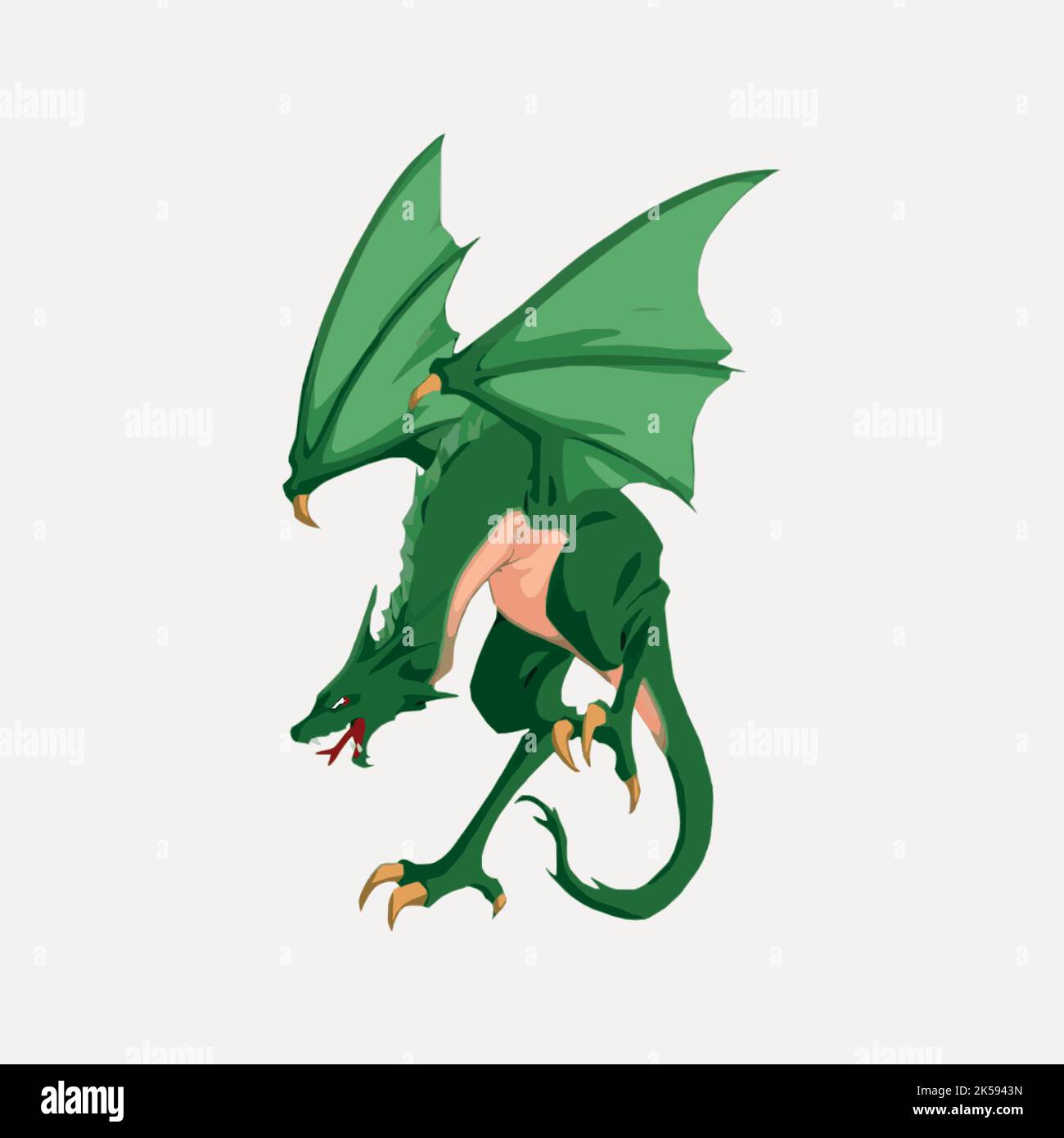 Green dragon clipart, mythical creature illustration vector Stock ...