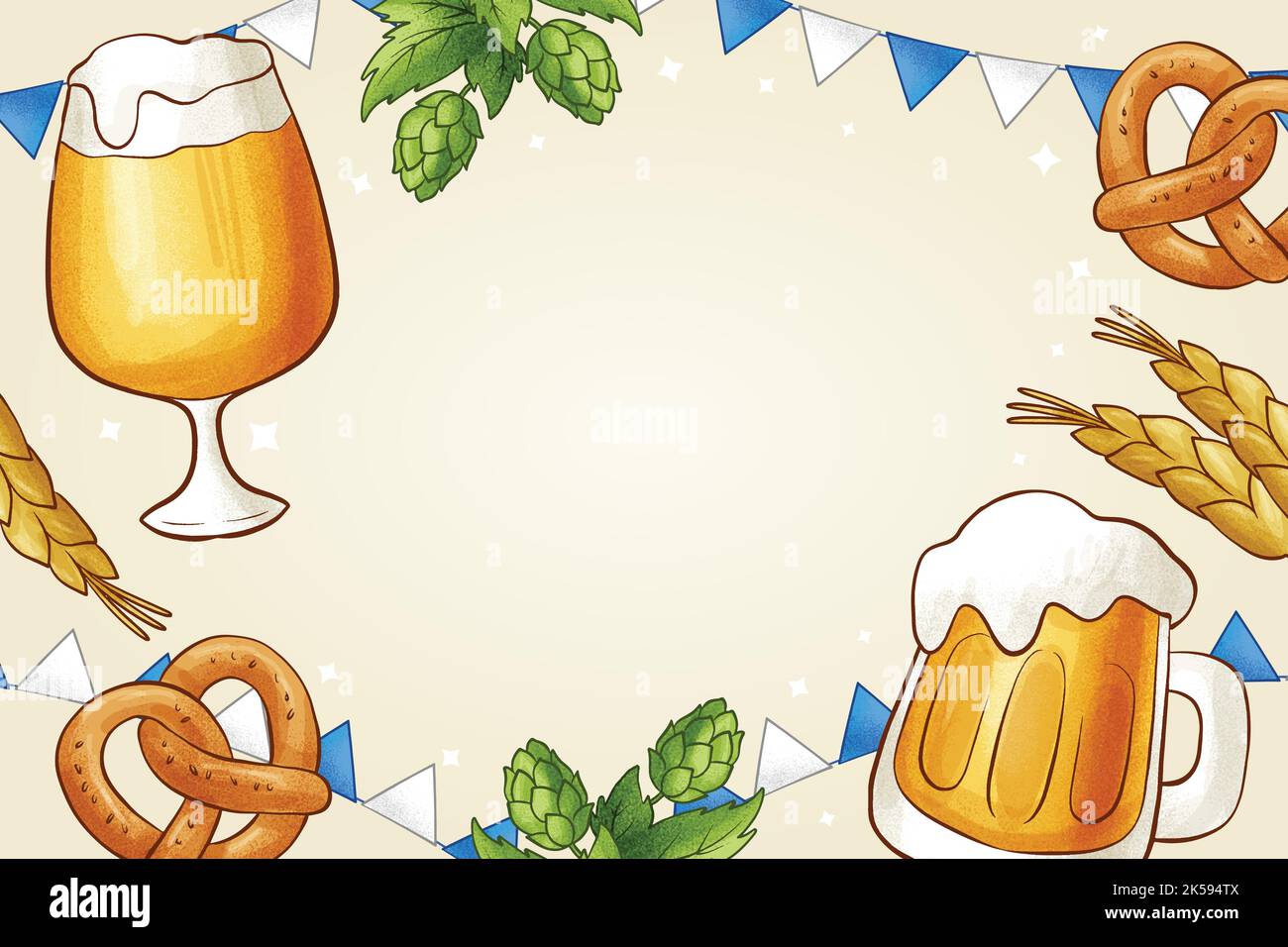 hand drawn oktoberfest background vector design illustration Stock ...