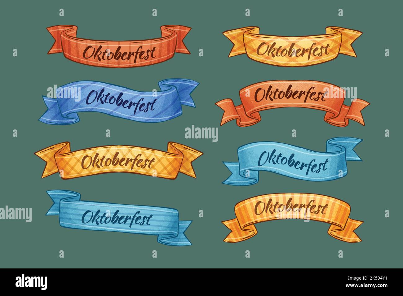 hand drawn Oktoberfest ribbons collection vector design illustration ...