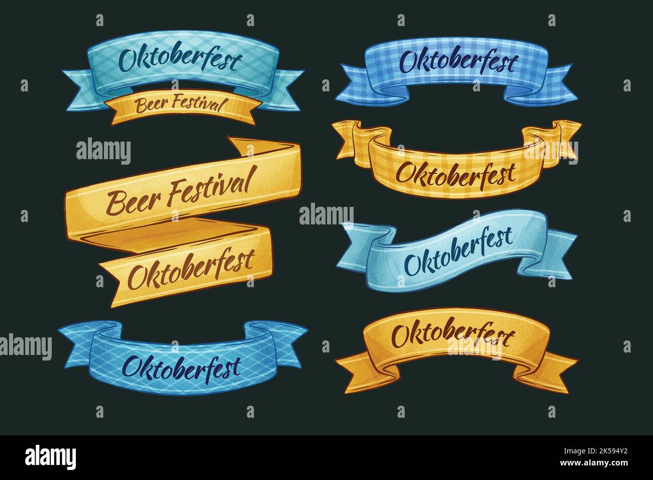 hand drawn oktoberfest ribbons collection vector design illustration ...