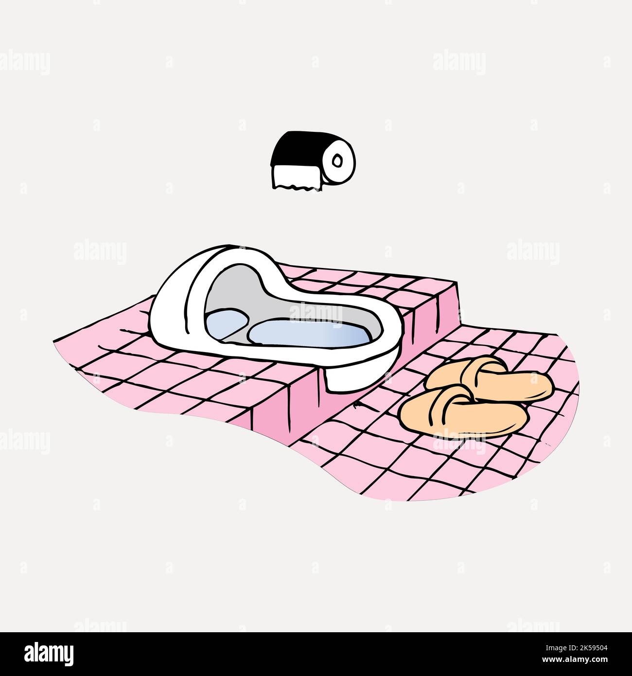 Asian squat toilet clipart, interior illustration vector. Stock Vector