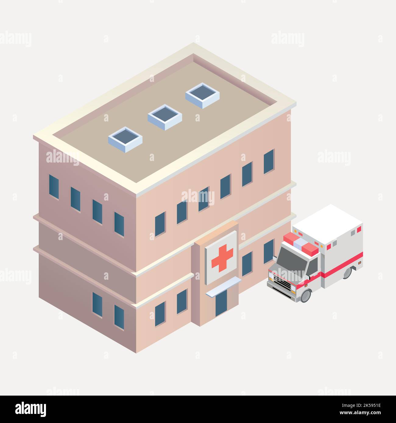 Hospital building clipart, 3D architecture model illustration vector