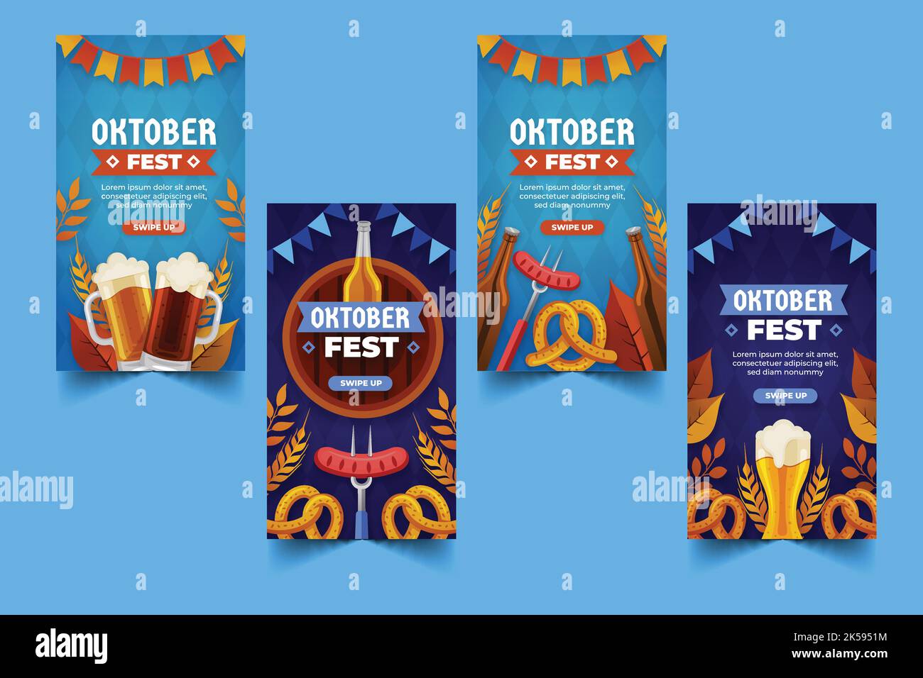 flat oktoberfest banner collection vector design illustration Stock ...