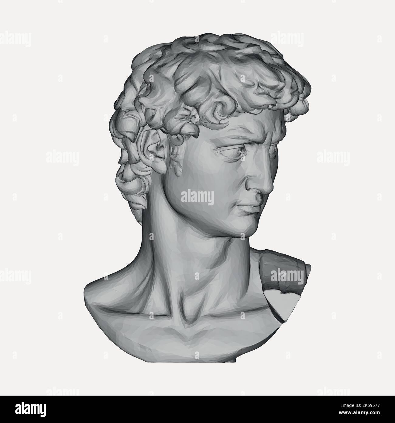 Greek god statue 3D clipart, vintage illustration vector Stock Vector