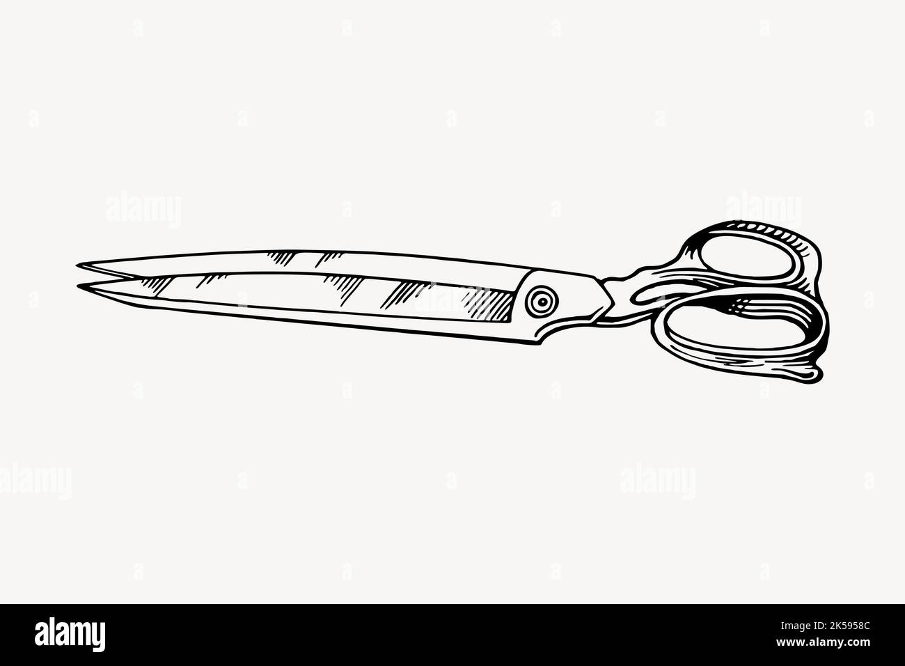 Scissors drawing, vintage object illustration vector Stock Vector Image