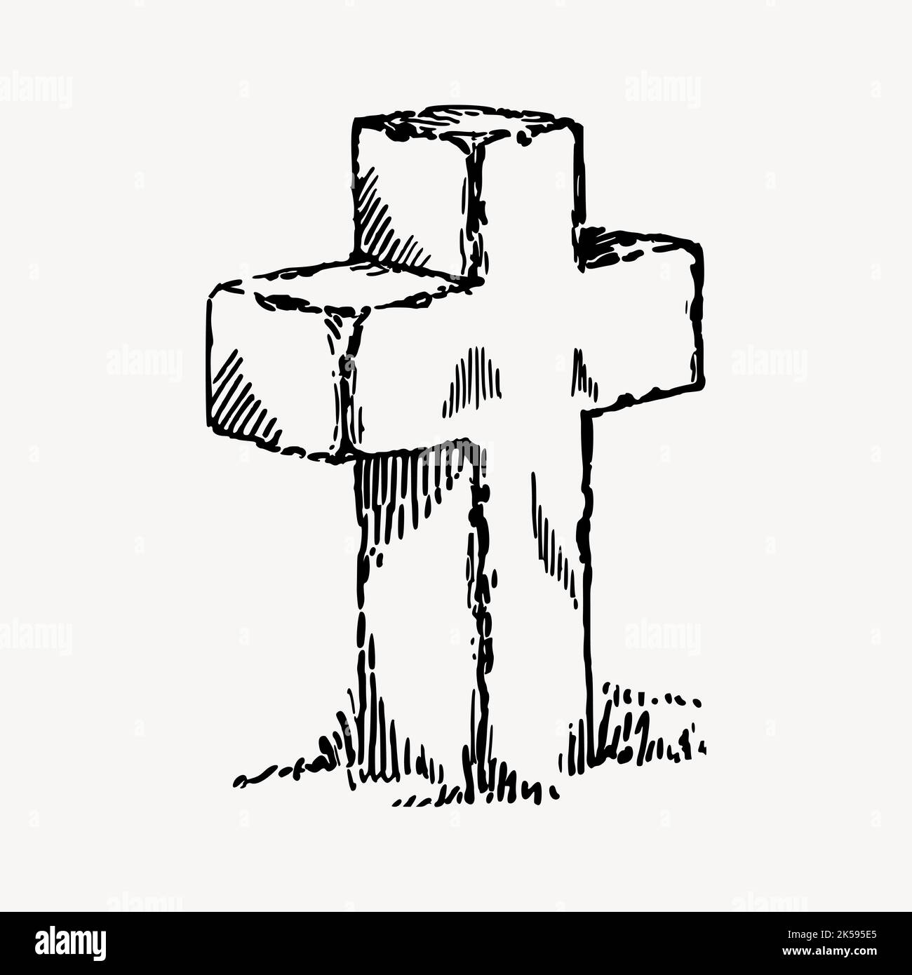 Tomb cross drawing, vintage religious illustration vector Stock Vector