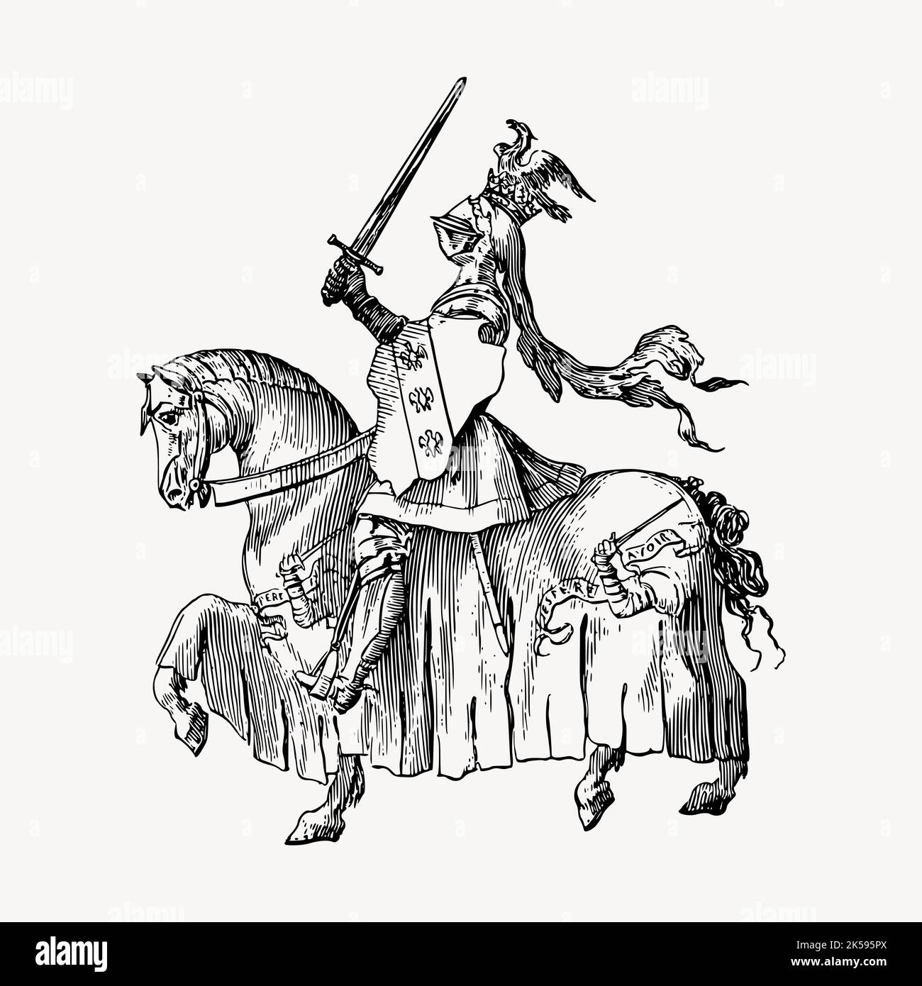 Knight riding horse clipart, medieval illustration vector Stock Vector ...