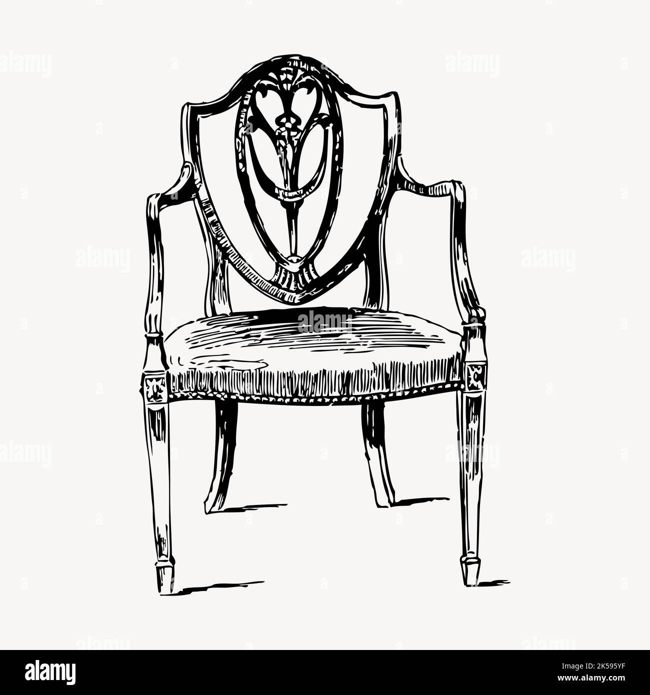 Wooden chair clipart, furniture vintage illustration vector Stock