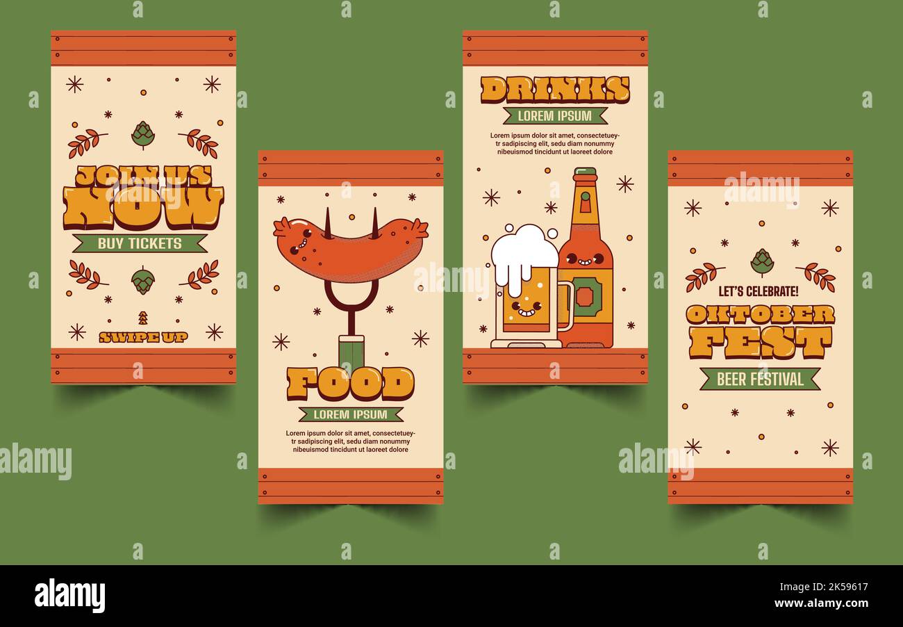 flat oktoberfest banner collection vector design illustration Stock ...