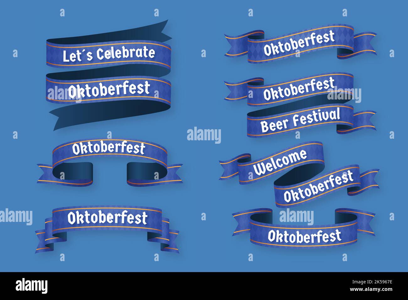 flat oktoberfest ribbons collection vector design illustration Stock ...