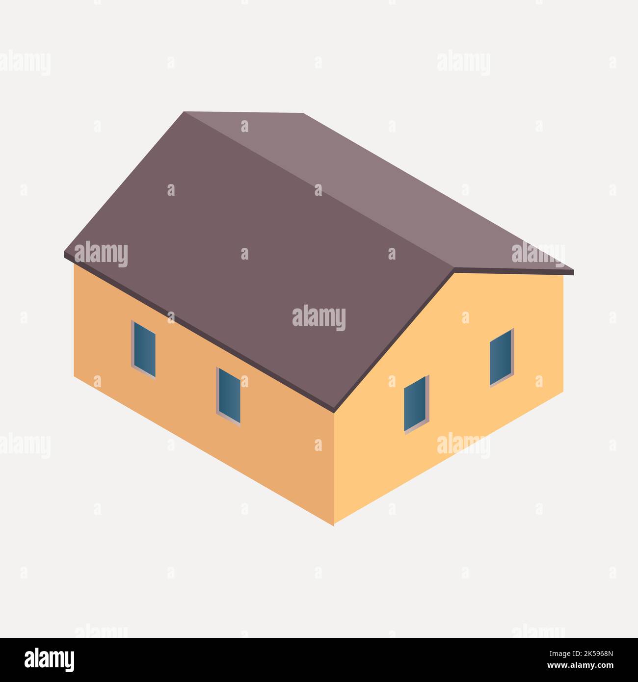Yellow house clipart, 3D architecture model illustration vector Stock ...