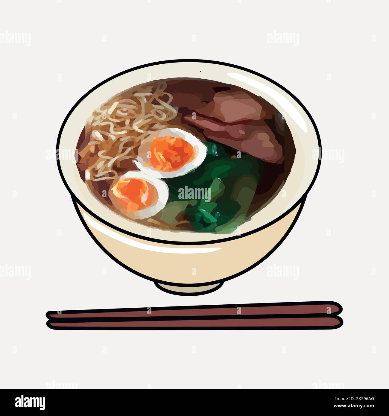 Ramen noodle clipart, Japanese food illustration vector Stock Vector