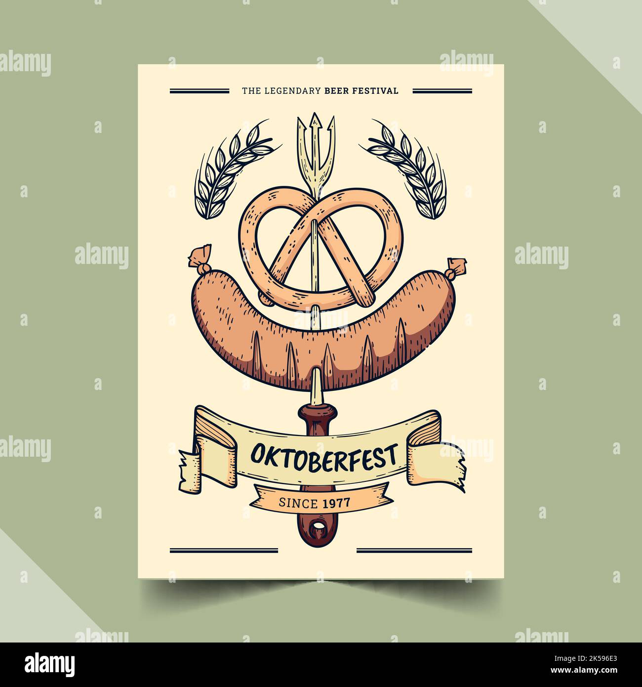 hand drawn oktoberfest vertical poster template vector design ...