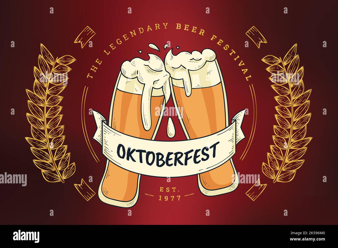 hand drawn oktoberfest background vector design illustration Stock ...