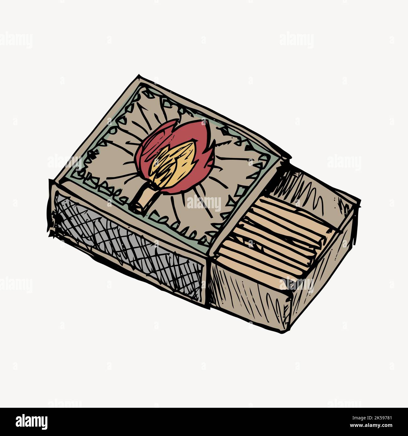 Match box clipart, vintage object illustration vector Stock Vector