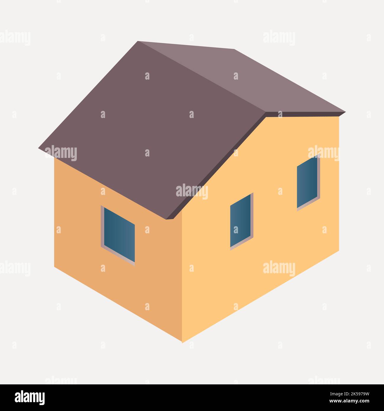 Yellow house clipart, 3D architecture model illustration vector Stock ...