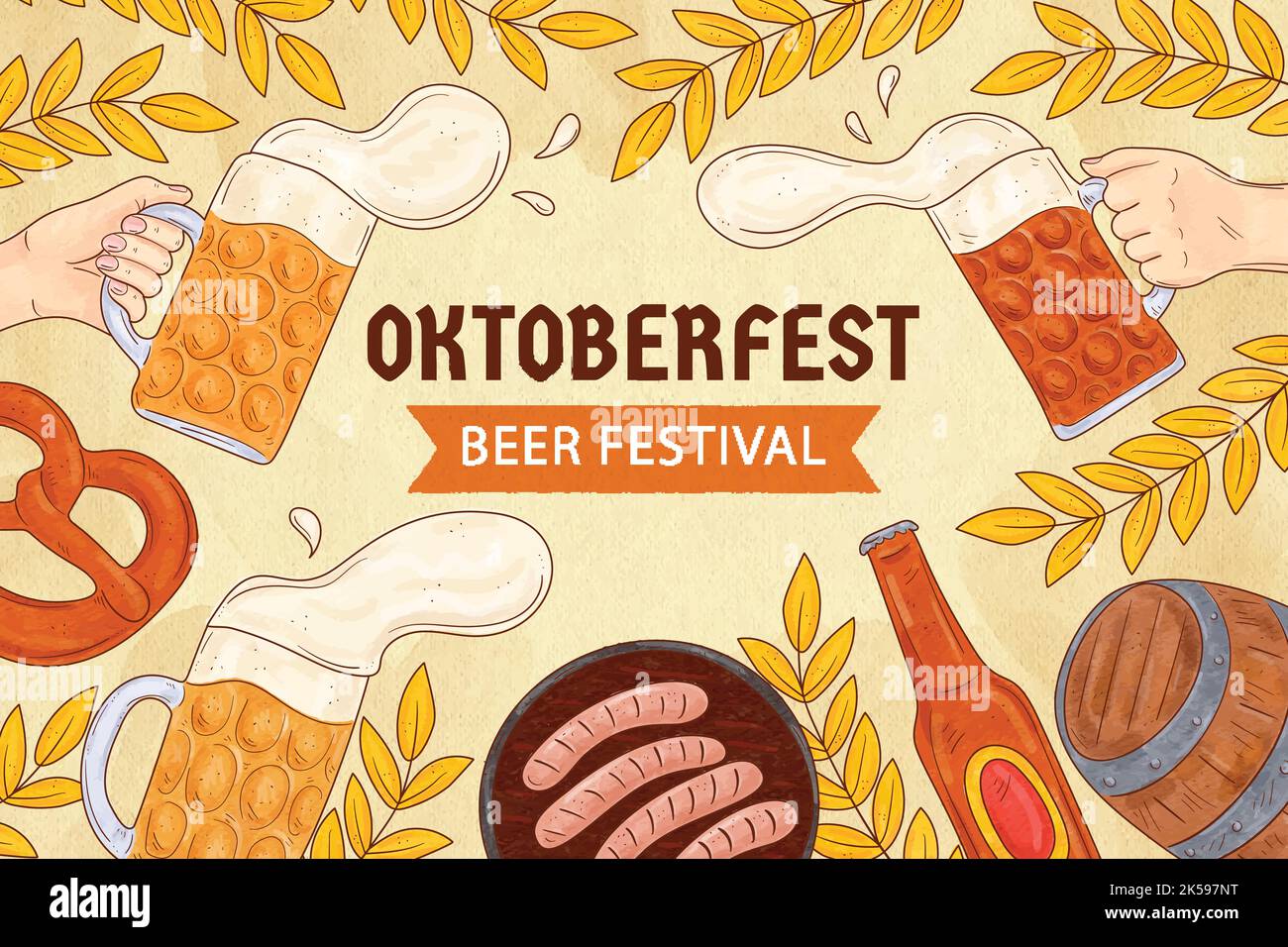 watercolor oktoberfest background vector design illustration Stock ...