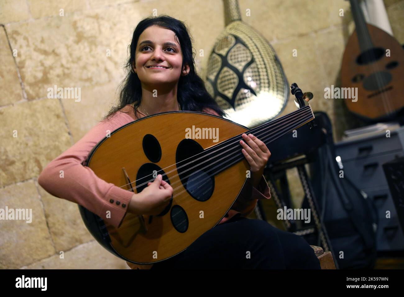 Cairo, Egypt. 24th Sep, 2022. Shahd Hesham, an oud player and teacher