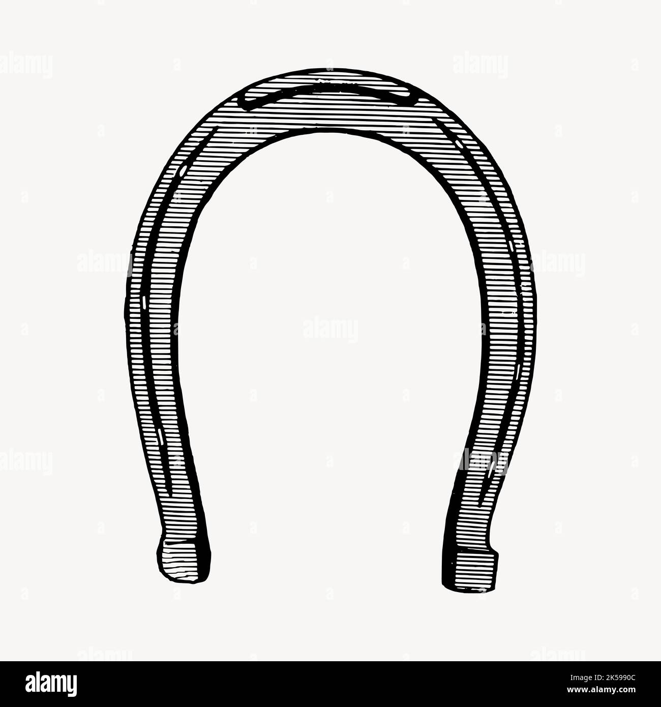Horseshoe drawing, vintage object illustration vector Stock Vector