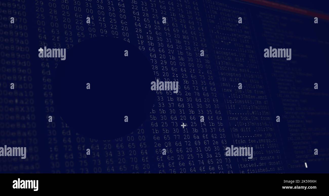 Image of spheres over navy background with data processing Stock Photo