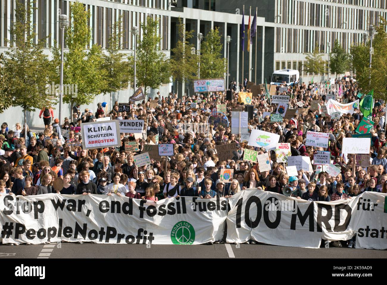 Demonstrators with posters at climate strike hi-res stock photography ...