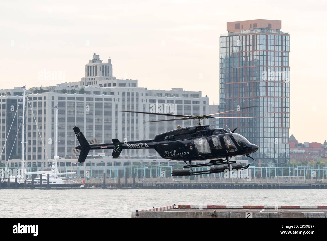 New York City, United States September 19, 2022 Helicopter takes off