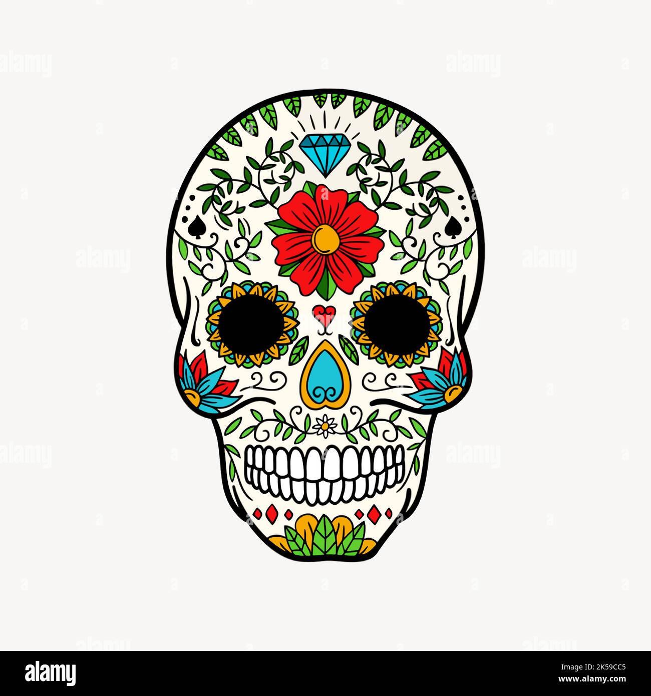 Sugar skull sticker, Day of the dead illustration vector Stock Vector ...