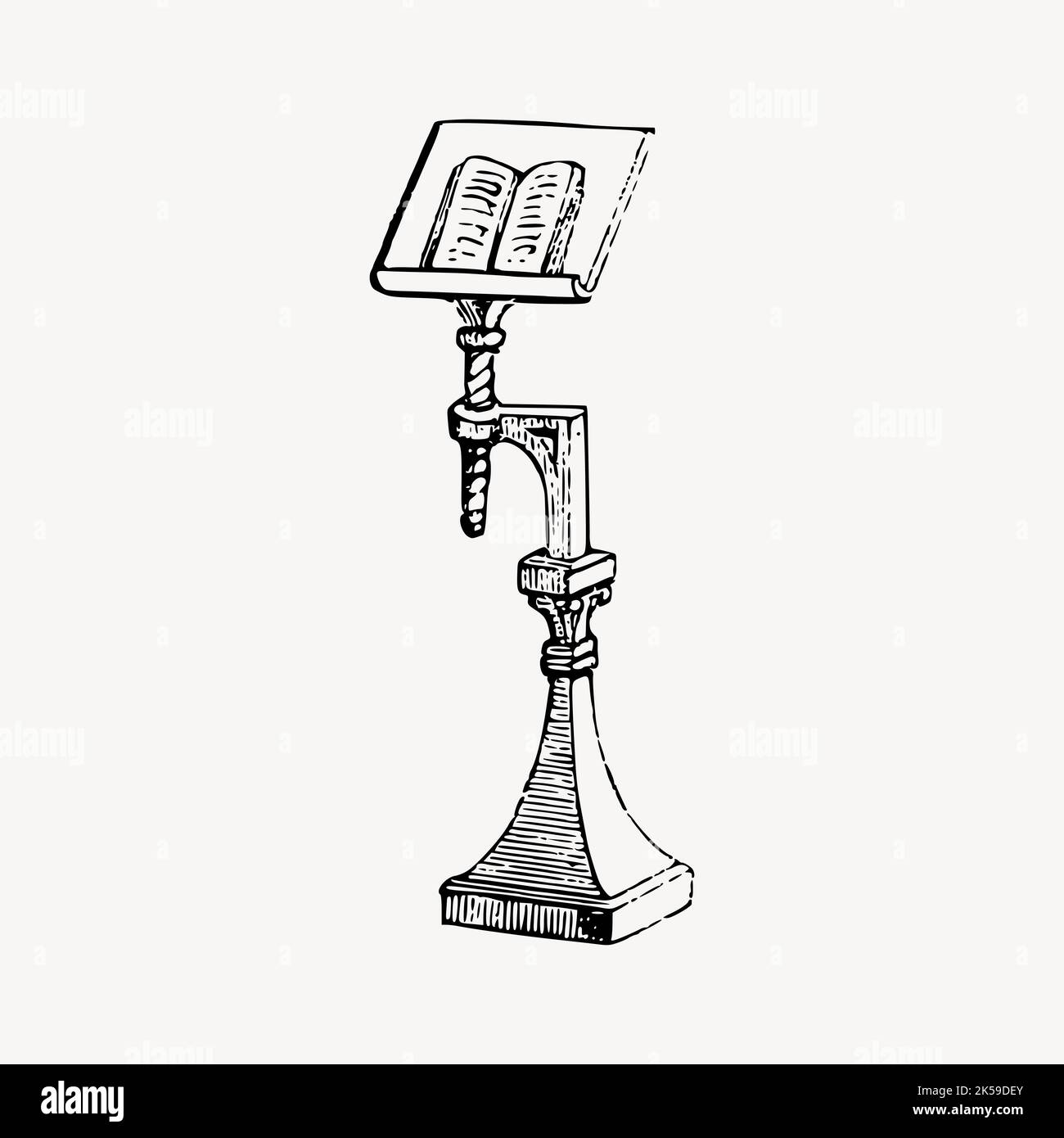 Book stand clipart, vintage furniture illustration vector Stock Vector