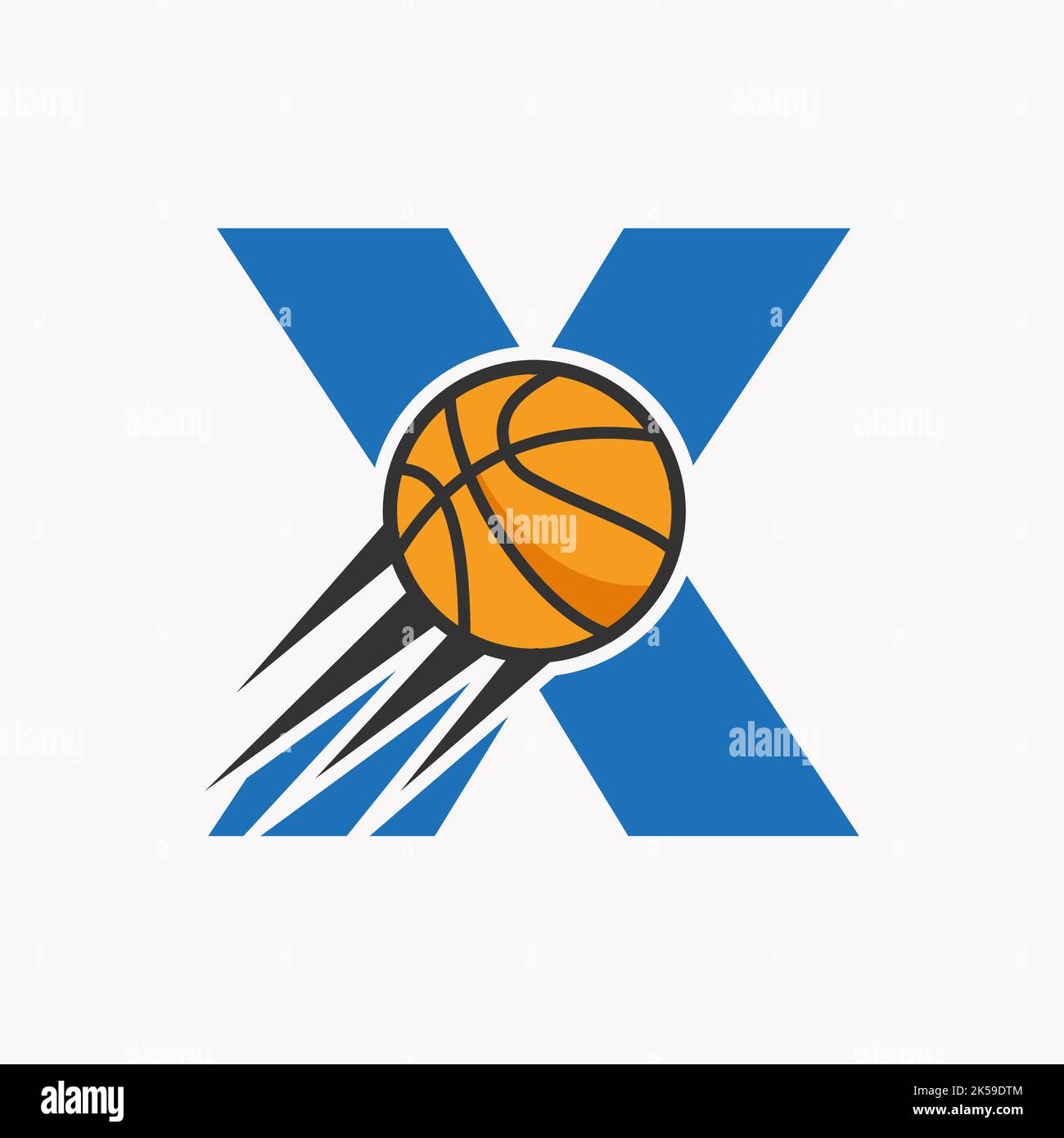 Initial Letter X Basketball Logo Concept With Moving Basketball Icon