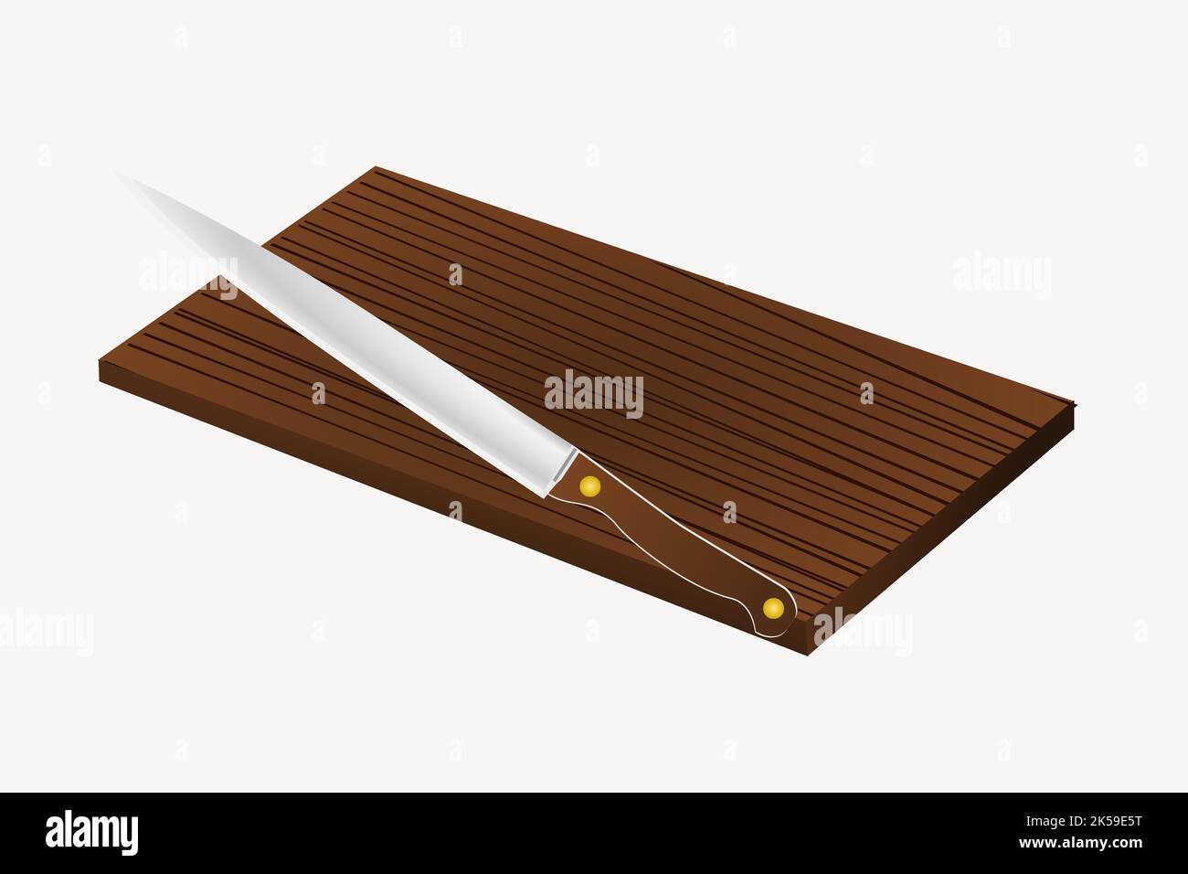 Knife, cutting board clipart, kitchenware illustration vector Stock