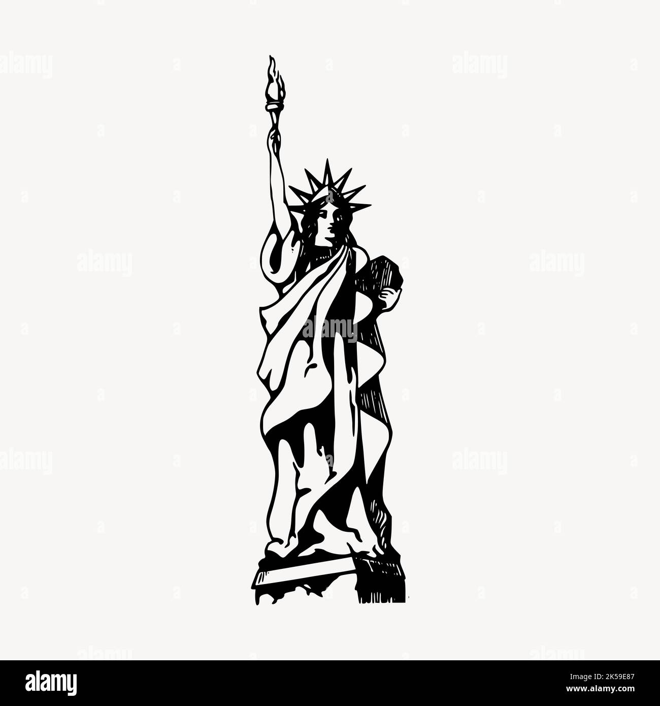 Statue of Liberty clipart, famous landmark illustration vector Stock ...