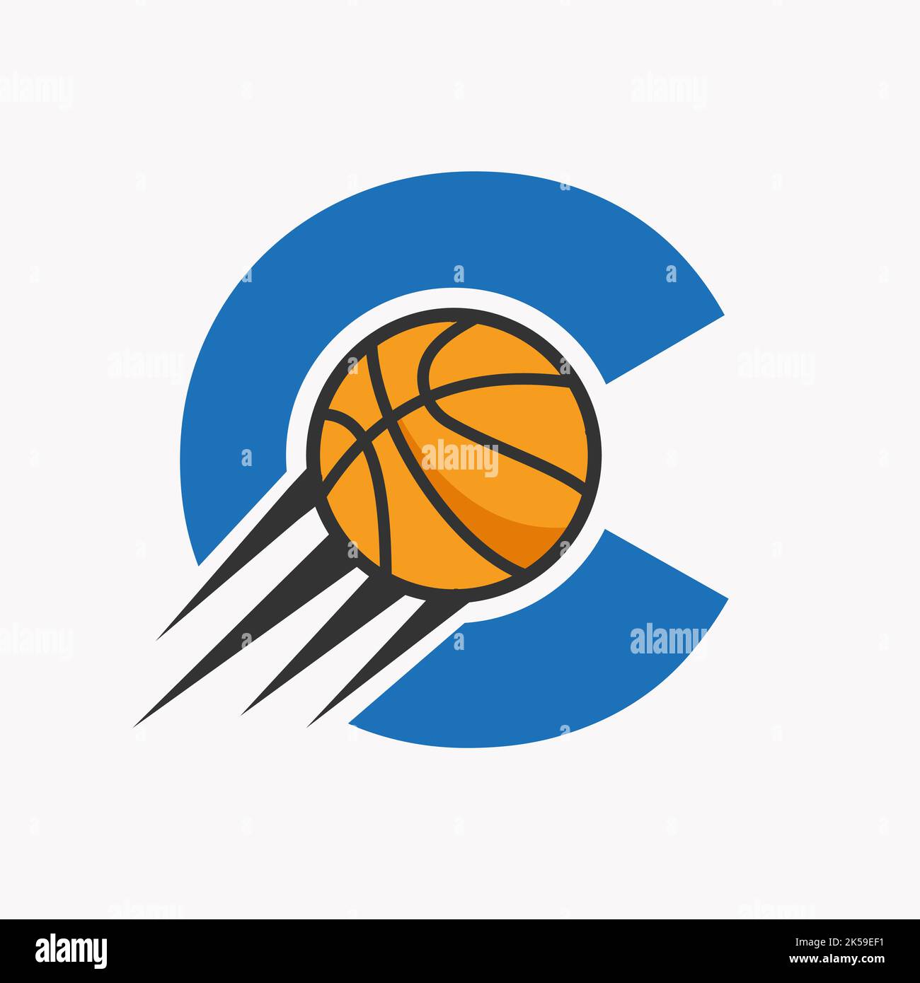 Initial Letter C Basketball Logo Concept With Moving Basketball Icon ...