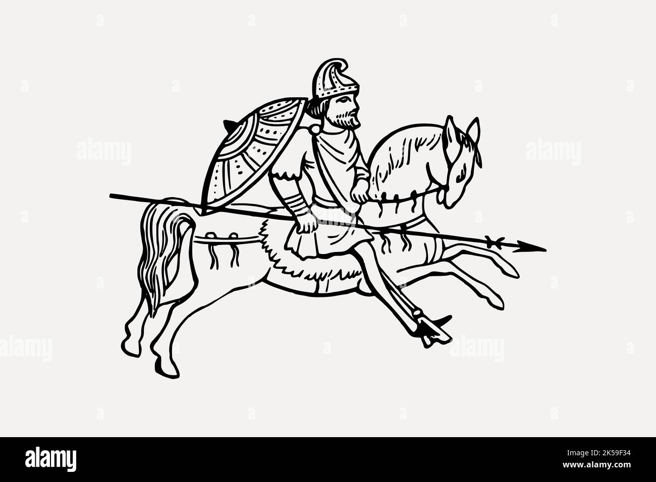 Ancient soldier drawing, war illustration vector Stock Vector Image