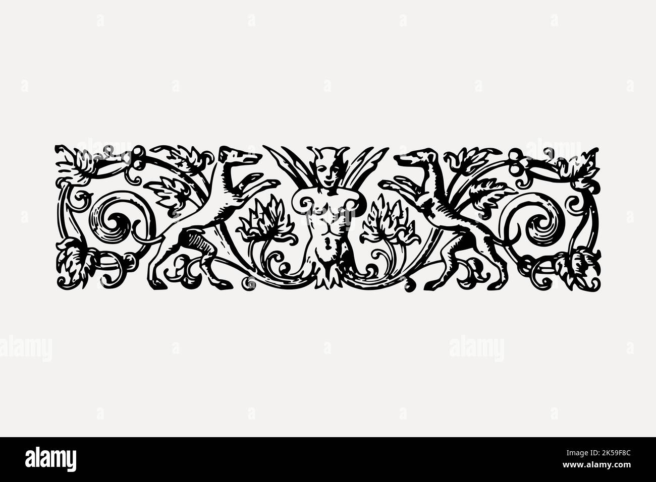 Vintage decorative clipart, black and white illustration vector Stock