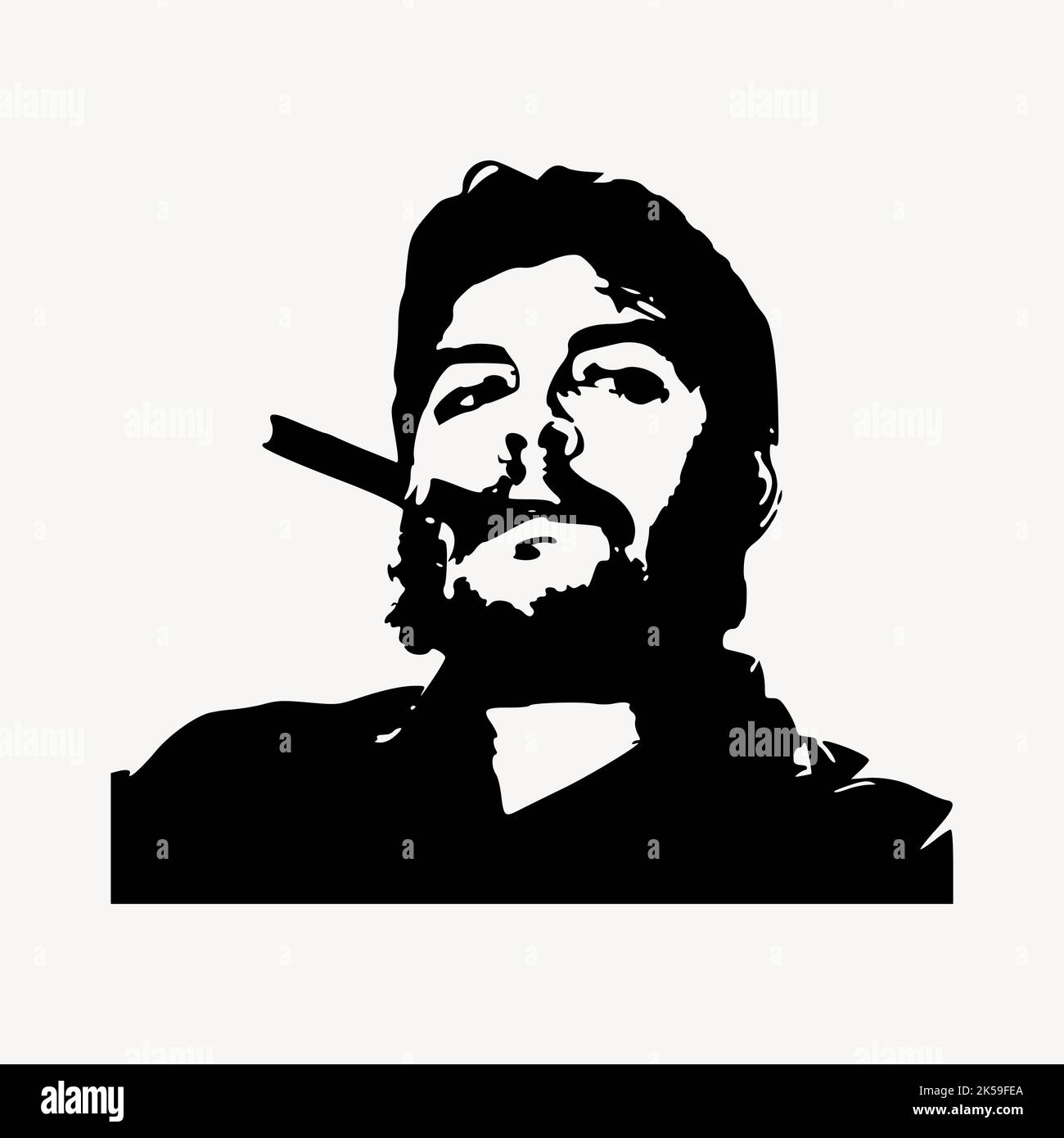 Che Guevara smoking drawing, famous person portrait vector Stock Vector